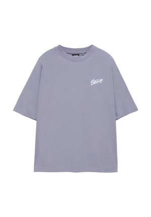 PULL&BEAR, STWD GRAFFITI LOGO - T-SHIRT - T-Shirt print - blue-grey