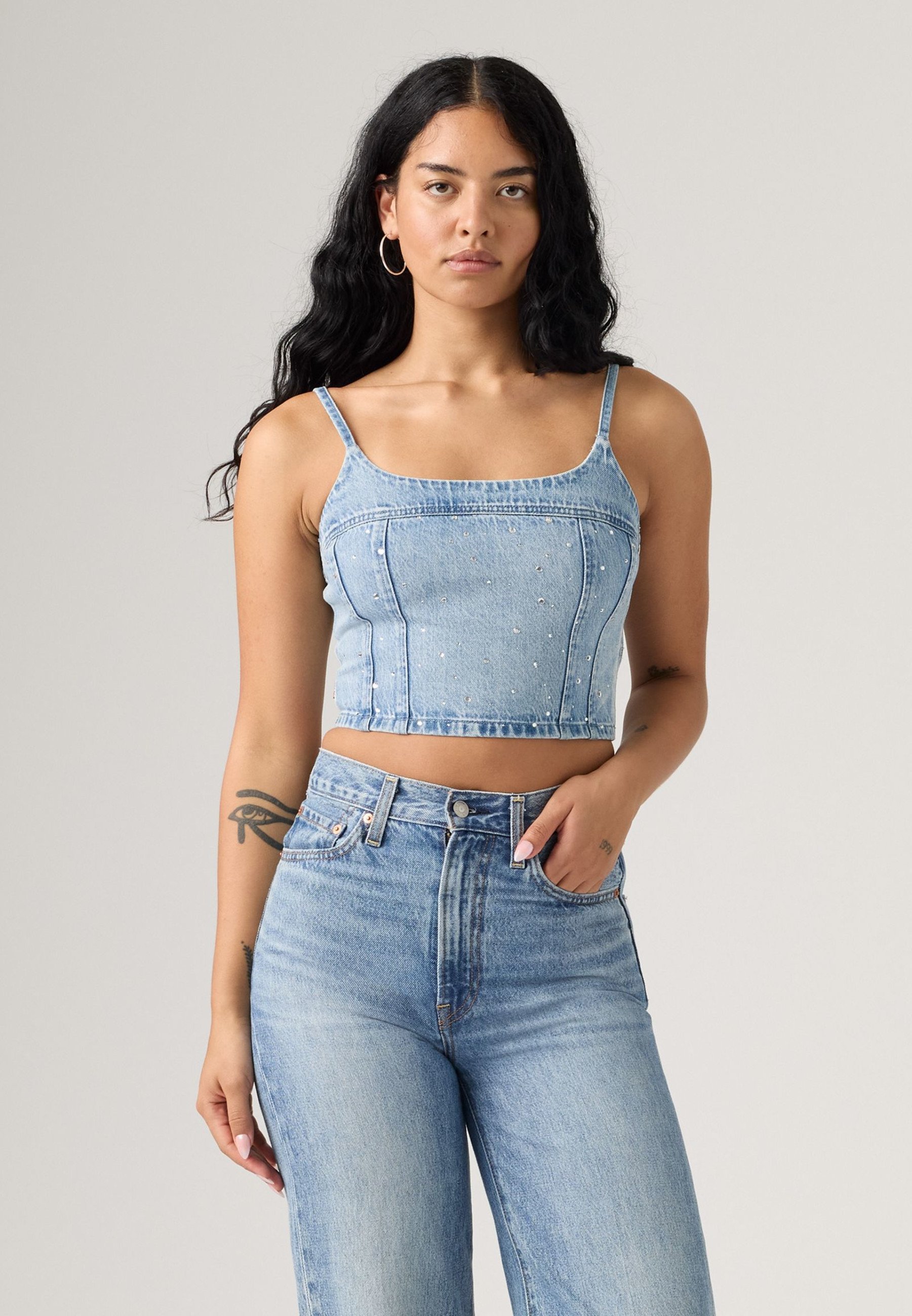 Levi's® JADINE DENIM CAMI TANK - Top - dazzle me/blue denim