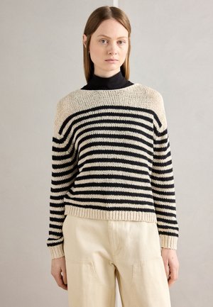 LONGSLEEVE BOAT NECK - Jumper - natural/black
