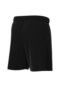 Schwarze Sportshorts mit einem elastischen Bund, glatter Textur und seitlichen Schlitzen für mehr Bewegungsfreiheit. Minimalistisches Design ohne sichtbare Logos oder Muster.