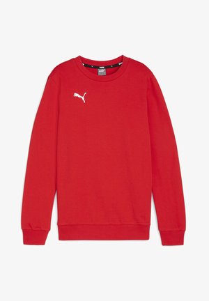 Rotes Sweatshirt aus Baumwollmischung. Rundhalsausschnitt mit langen Ärmeln. Verfügt über das weiße Puma-Logo auf der linken Brust und gerippte Bündchen.