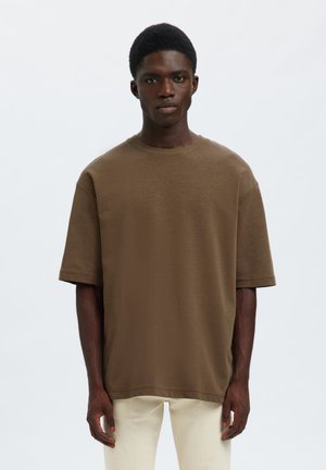Selected SLMLOOSEOSCAR - Tricou basic - chocolate chip melange