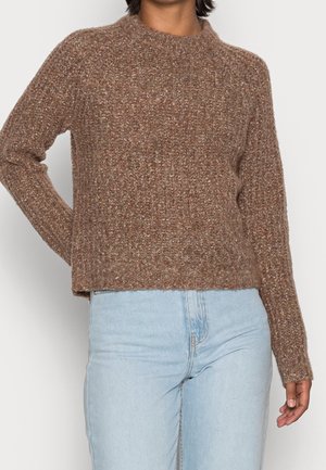 Striktrøje - mottled dark brown