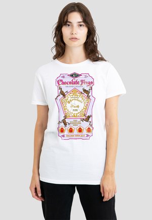Cotton Soul, HARRY POTTER HONEYDUKES CHOCOLATE FROGS LABEL - Print T-shirt - white