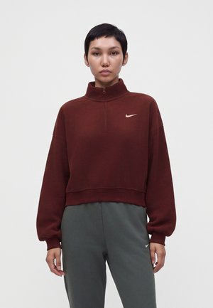 Nike Sportswear, W NK STDO FLC PLSH OS CRP QZ - Суитшърт - mystic dates/(sail)