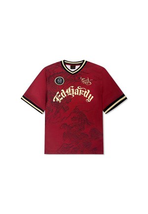 Ed Hardy, UNISEX SOARING DRAGON FOOTBALL SHIRT - T-shirt imprimé - dark red