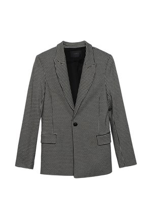 Blazer met houndstoothpatroon in zwart en wit, met lange mouwen, reverskraag, enkele knoopsluiting en twee voorkruiszakken. Gevoerde binnenkant.