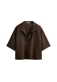 OVERSIZE SHORT-SLEEVED LINEN - Bluza - brown