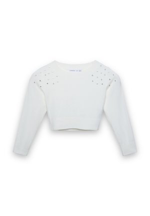 CROP CON APPLICAZIONI BRILLANTI - Felpa - bianco lana