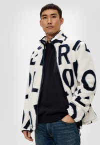 s.Oliver JACQUARD MIT PRINT - Fleecejas - ecru