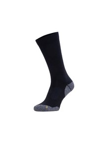 Marineblaue Socken mit einem gerippten Design und grauem Fersen- sowie Zehenbereich. Mit verstärkter Polsterung im Fersenbereich für Komfort und Langlebigkeit.