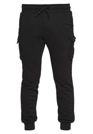 Sorte sweatpants med snoretræk i taljen, elastiske manchetter og sidelommer. Fremstillet af blødt stof med en glat tekstur.