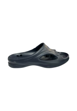 Sandalo singolo nero slip-on con lati aperti e soletta sagomata, progettato per un uso casual e adatto all'acqua.