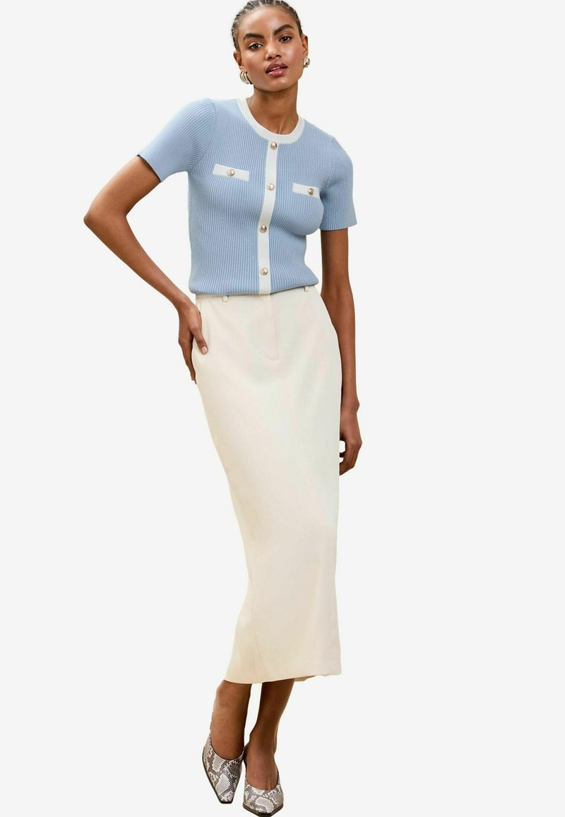 Lipsy TIPPED MOCK SHORT SLEEVE - T-shirt con stampa - blue