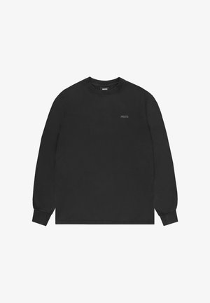 Czarna, długosleeve'owa koszula wykonana z bawełny, z okrągłym dekoltem, ściągaczami na rękawach oraz małym logiem nadrukowanym na piersi.