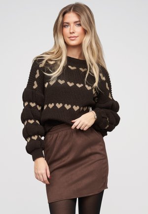 WITH HEARTS - Strickpullover - dark brown