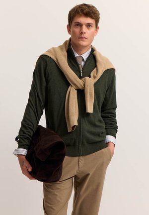 FULL ZIP - Strickjacke - oliv