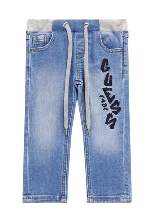 MET GEBORDUURD LOGO - Jeans Straight Leg - blauw