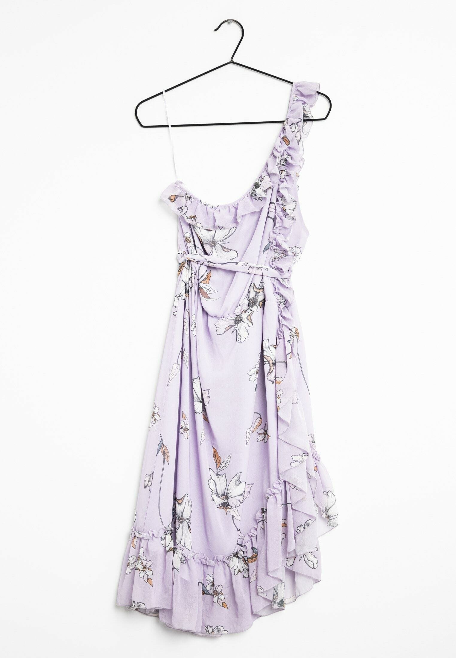 Robe Mango Fleurie Une épaule - Taille 8 - Couleur Lilas/violet - Occasion Très Bon état