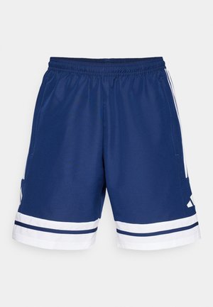 Pantalones cortos deportivos en color marino con una cinturilla elástica, acentos en blanco y bolsillos laterales. Presenta rayas blancas en el dobladillo. Material de poliéster.