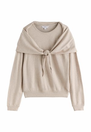 Next, REGULAR FIT - SCARF DETAIL LONG SLEEVE KNIT LOOK TOP - Strickpullover - oatmeal