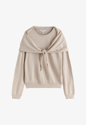 Next, REGULAR FIT - SCARF DETAIL LONG SLEEVE KNIT LOOK TOP - Striktrøje - oatmeal