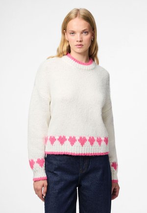 Pieces PCJOVE LS O-NECK  BC - Jumper - cloud dancer/sugar plum