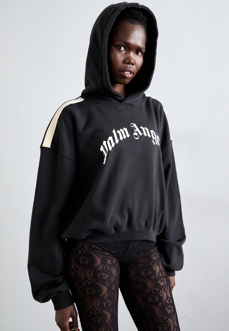 Palm Angels CURVED LOGO TRACK CROP HOODY Hoodie black
