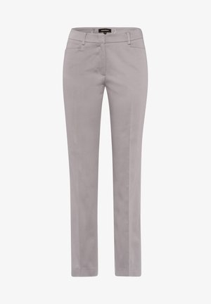 Grijze op maat gemaakte broek van zacht materiaal, met een rechte pijpdesign, een rechte taille en subtiele stikdetails.