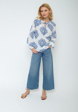 Blouse - white blue