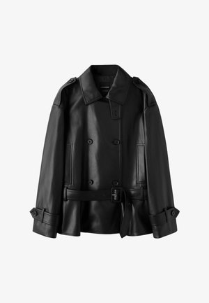 Stradivarius, Veste en similicuir - black