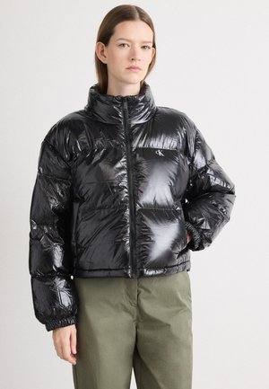 HIGH SHINE CROP JACKET - Piumino - black