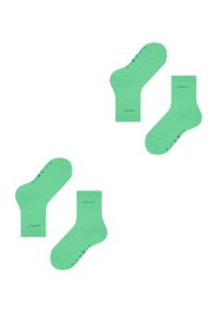 Zielone skarpetki bawełniane o rypsowej fakturze, z napisem "ESPRIT" wydrukowanym w kontrastującym kolorze w pobliżu kostki.