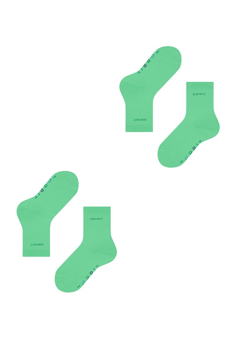 Zielone skarpetki bawełniane o rypsowej fakturze, z napisem "ESPRIT" wydrukowanym w kontrastującym kolorze w pobliżu kostki.