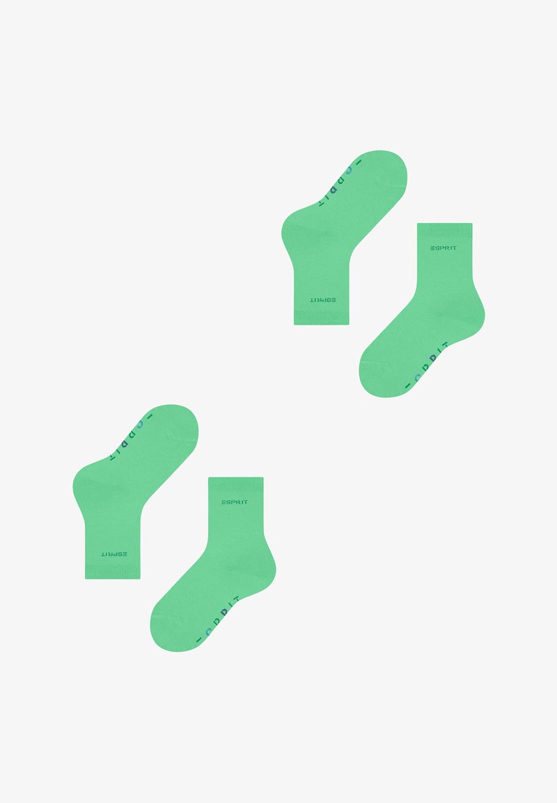 Zielone skarpetki bawełniane o rypsowej fakturze, z napisem "ESPRIT" wydrukowanym w kontrastującym kolorze w pobliżu kostki.