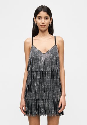 STUDDED TIERED SLIP DRESS - Koktejlové šaty / šaty na párty - black