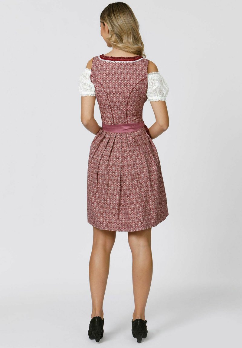 Dirndl da Donna Elegante Viola, Costume Midi con Camicetta e Grembiule, Dirndl Oktoberfest a Collo Alto, Abito Tradizionale Pizzo, Set di Costumi Bavarese Tedesco Carnevale Baviera Birra Festa (34