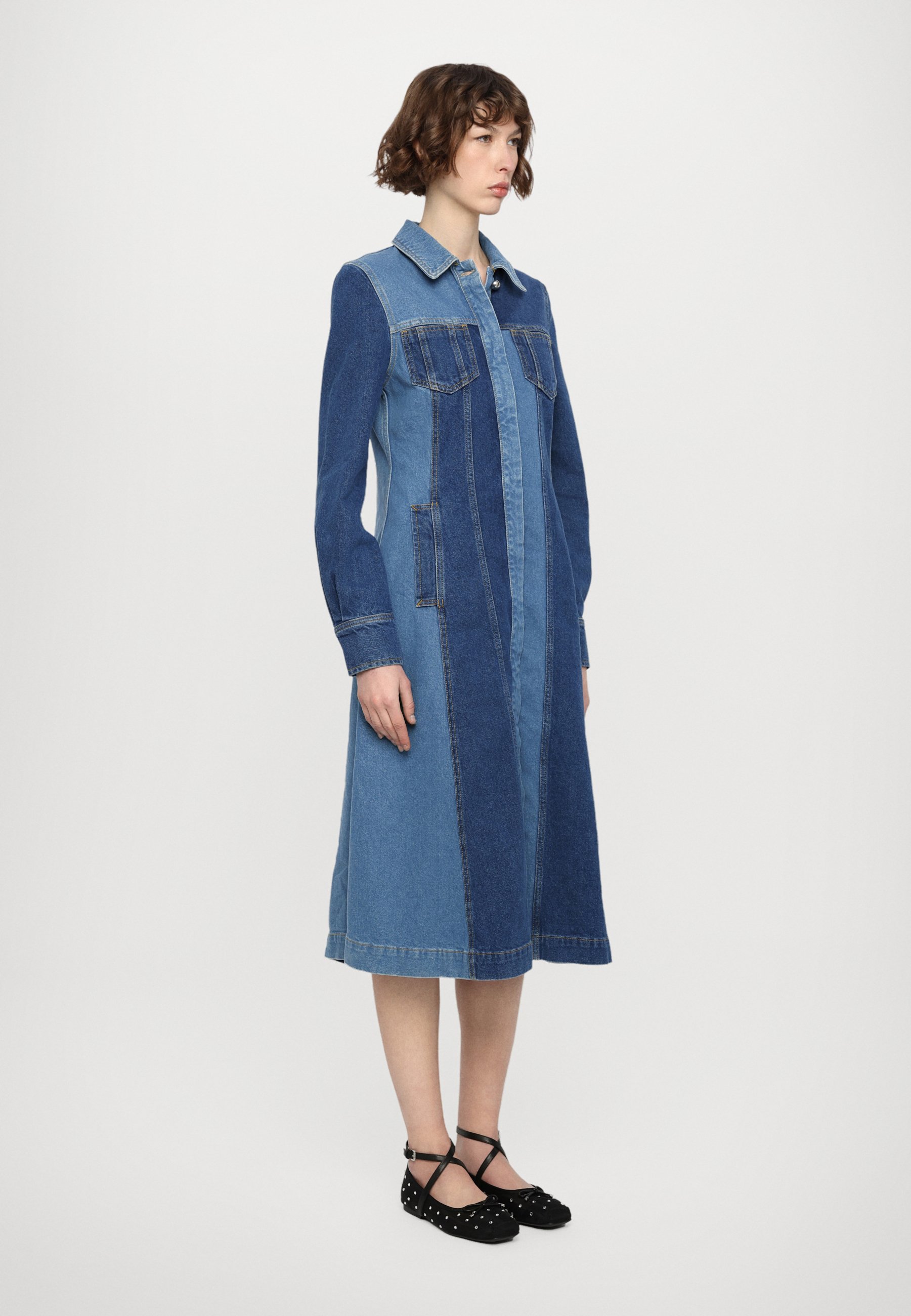 Stine Goya LONG SLEEVE - Denim dress - two tone denim/blue denim -  Zalando.ie