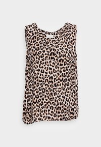 Mouwloze top met luipaardprint in lichte stof, met een ronde halslijn en een losse pasvorm. Kenmerkt zich door zwart en beige kleurpatronen.