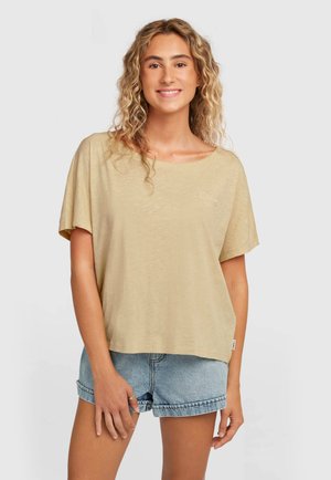 ESSENTIALS SCRIPT NECK SHORTSLEEVE - T-shirts basic - cocoa sand