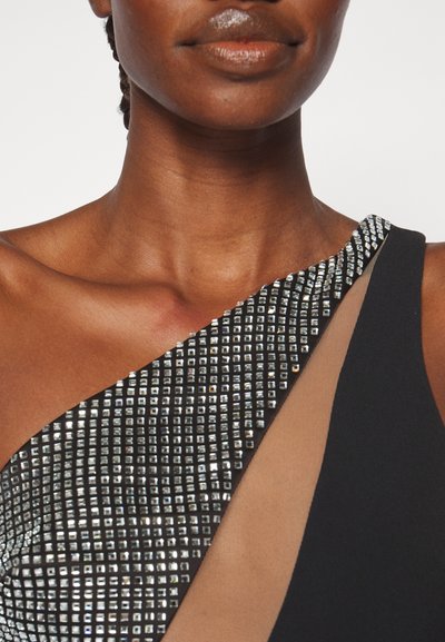 David Koma CRYSTAL NET PANEL ONE SHOULDER MINI DRESS - Koktel haljina / svečana haljina - black/silver