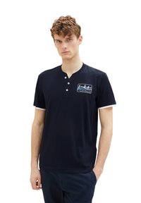 TOM TAILOR KURZARM HENLEY GESTREIFT - Tričko s potlačou - dunkelblau