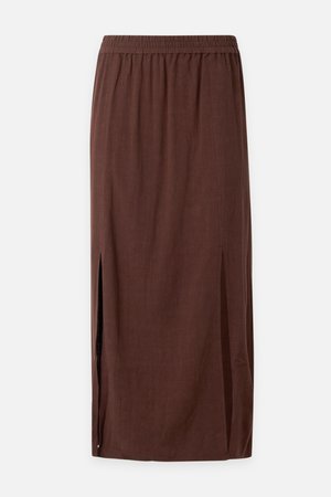 Even&Odd, LINEN MIX SKIRT - Jupe longue - chocory coffee brown