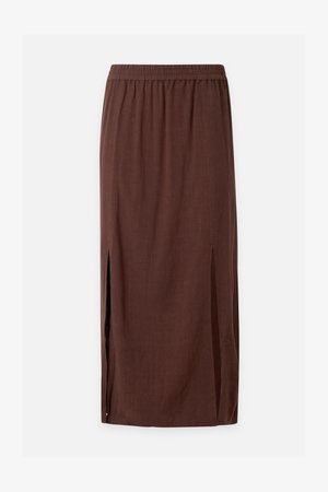 Even&Odd, LINEN MIX SKIRT - Jupe longue - chocory coffee brown