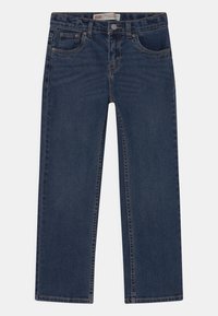 Klasické rovné džíny tmavě modré barvy s pěti kapsami, poutky na opasek a knoflíkovým zapínáním v pase.