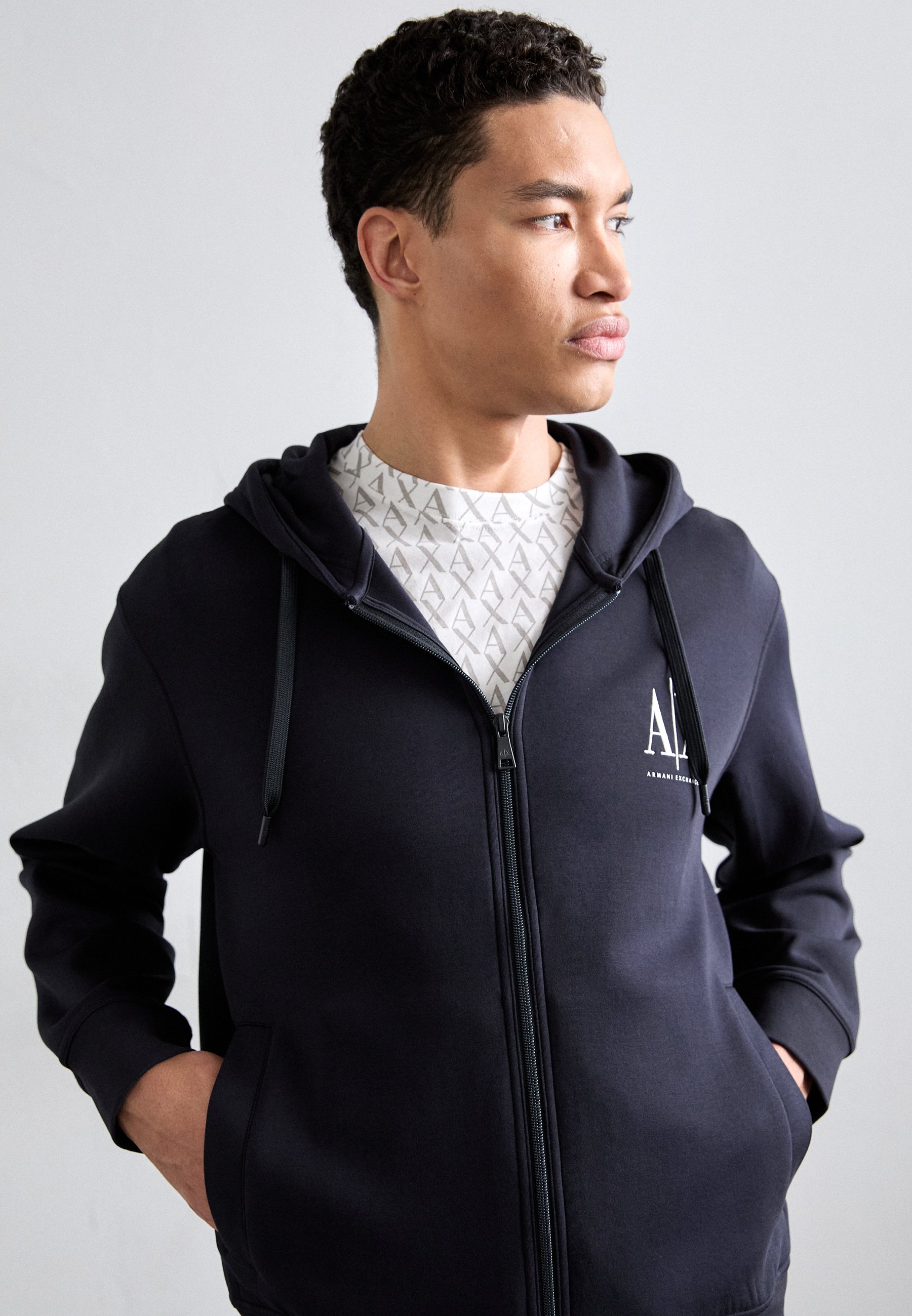 Armani Exchange Zip-up sweatshirt - deep navy/dark blue - Zalando