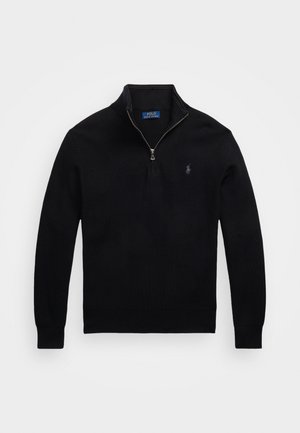 Polo Ralph Lauren MESH KNIT COTTON QUARTER-ZIP SWEATER - Strickpullover - black