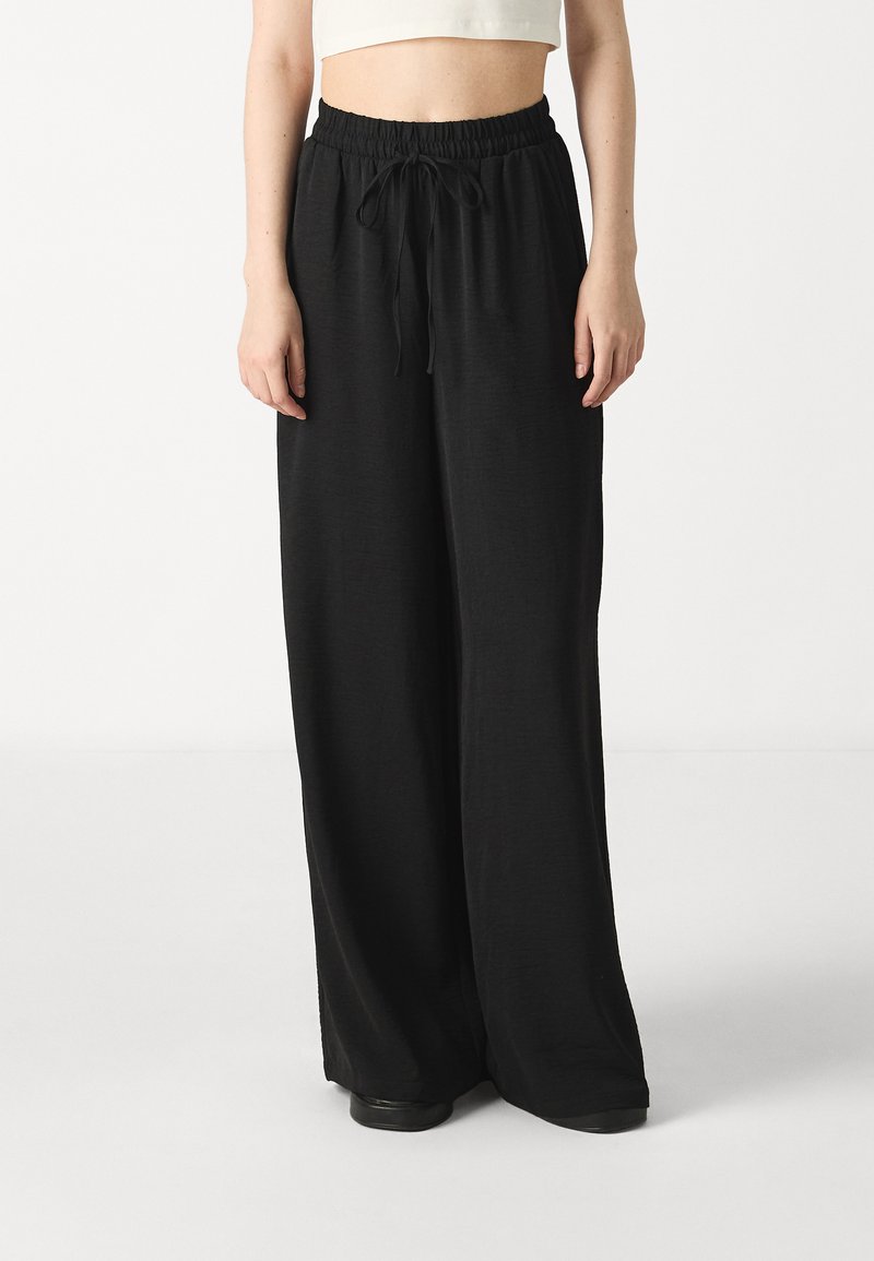 Vila Clothes Black Viscose Flared Pants