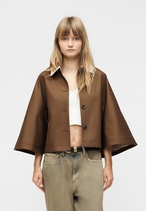 YAS YASMALOMA SHORT TRENCH CAPE - Ogrinjalo - shitake