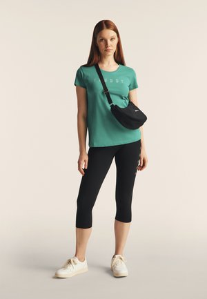 CORSARO VITA CON LOGO GLITTER SUL FIANCO - Leggings - nero argento